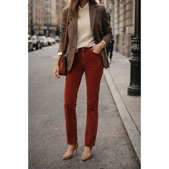 Ag Adriano Goldschmied Pants - AG Adriano Goldschmied 25R Corduroy CBK Love Story Cigarette Leg Minimalist